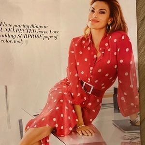 Eva Mendes Polka dot dreamsicle colored dress EUC